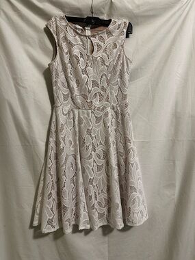 London Style White Lace Fit & Flare Mini Dress